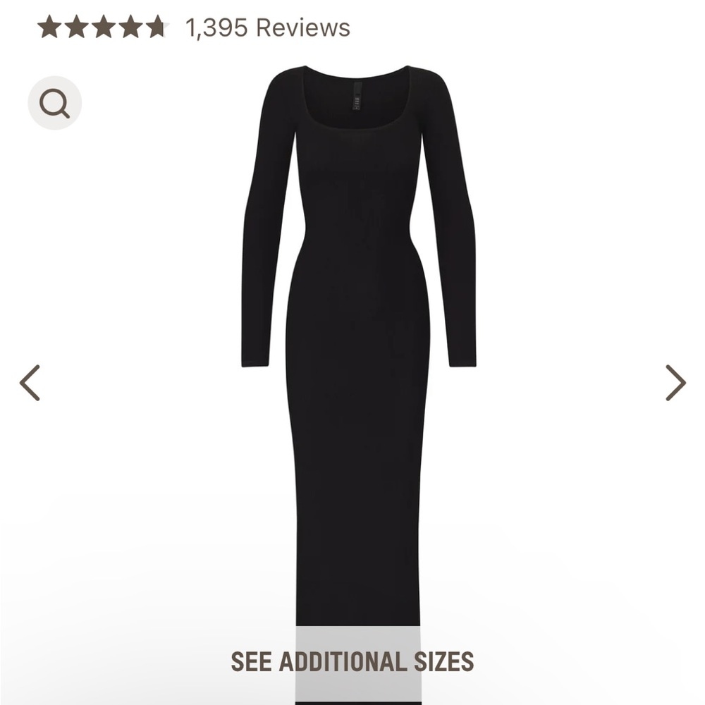 Skims long sleeve dress black XL